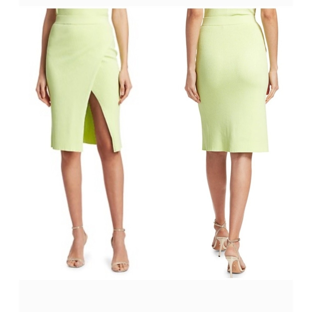 Jonathan Simkhai Jolene Faux Wrap Knit Skirt in Pear Size Medium
